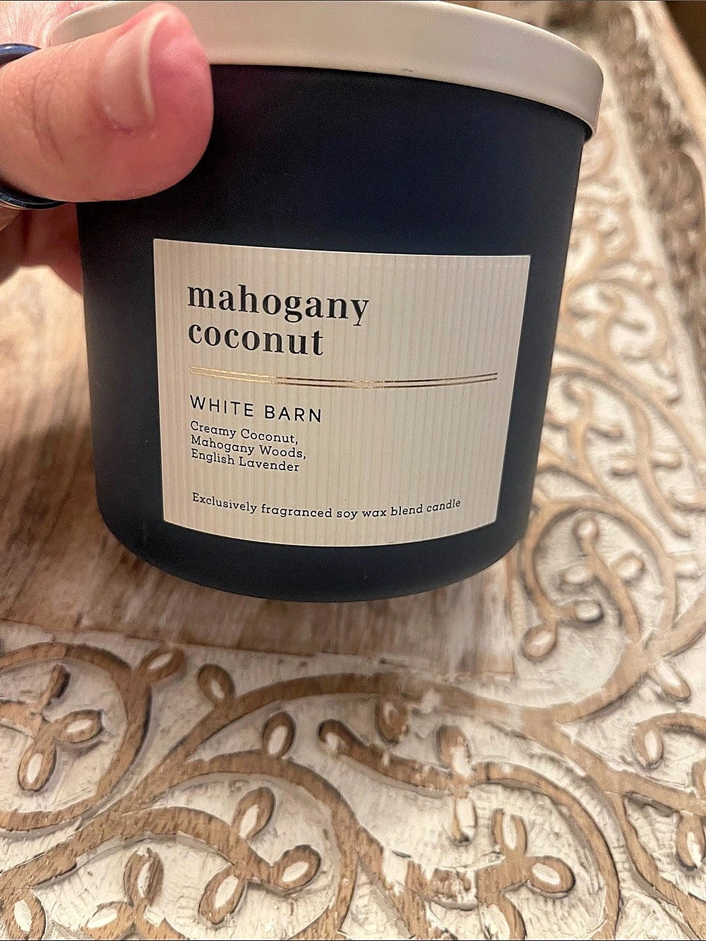 Mahogany White Barn Three-Wick Candle Black & White NWT